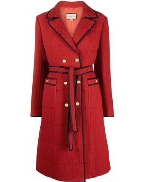 Gucci Wool Doulbe-breasted Coat - Red