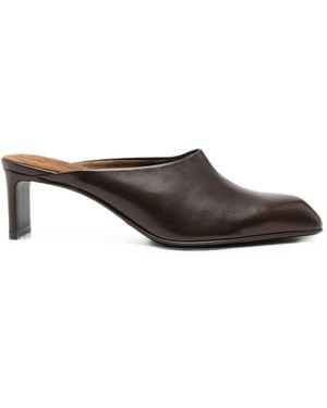 KHAITE Colt Leather Mules - Brown