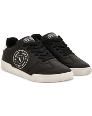 Versace Jeans Couture Leather Sneakers With Logo - Black