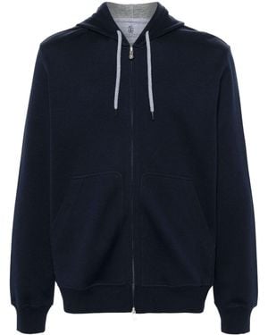 Brunello Cucinelli Cotton Blend Zipped Hoodie - Blue