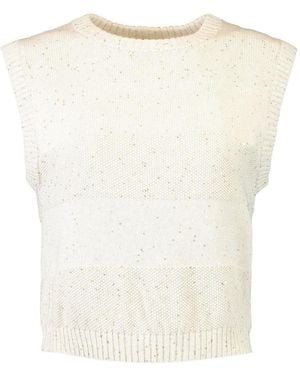 Brunello Cucinelli Striped Cotton Top - White