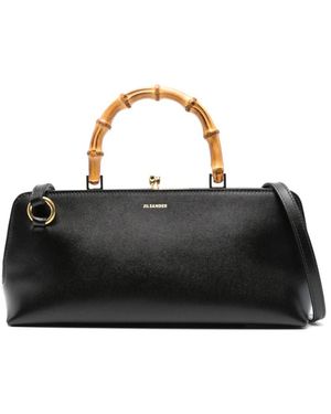 Jil Sander Goji Bamboo Small Leather Handbag - Black