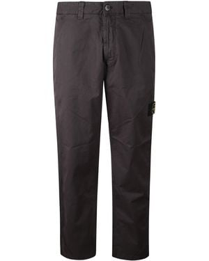 Stone Island Cotton Pants With Logo - Grey
