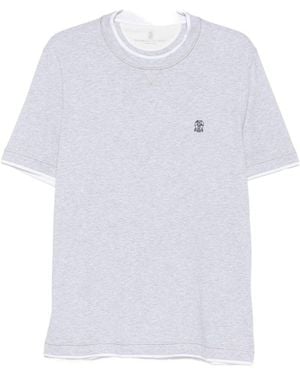 Brunello Cucinelli Logo Cotton T-Shirt - White