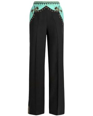 Etro Printed Silk Trousers - Black