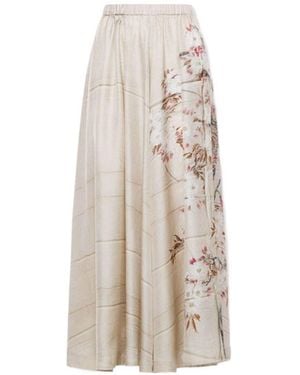 Pierre Louis Mascia Printed Silk Skirt - White