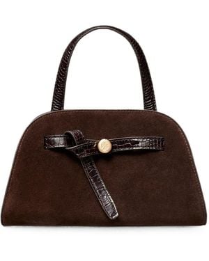Tory Burch Romy Small Suede Leather Boston Bag - Brown