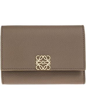 Loewe Anagram Small Leather Wallet - Brown