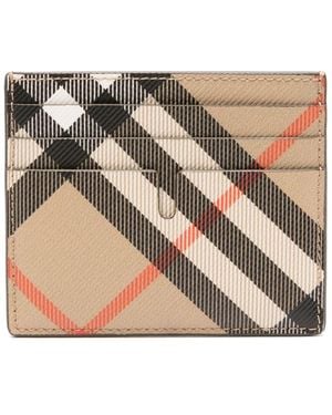 Burberry Tall Sandon Check Credit Card Holder - Natural
