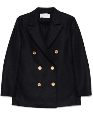 Harris Wharf London Wool Double-Breasted Coat - Blue