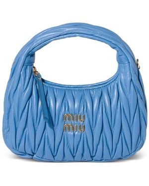 Miu Miu Wander Small Leather Hobo Bag - Blue
