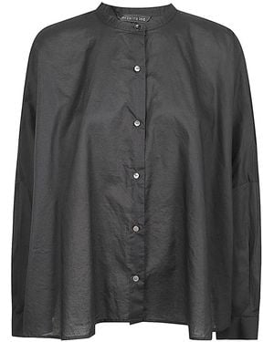 MIZUIRO Embroidered Cotton Shirt - Black