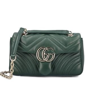 Gucci Gg Marmont Leather Shoulder Bag - Green