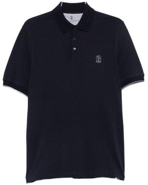 Brunello Cucinelli Logo Cotton Polo Shirt - Blue