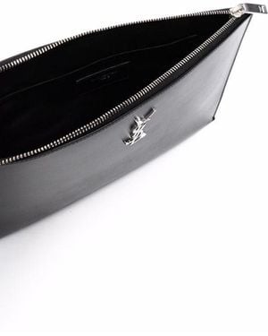 Saint Laurent Porta tablet monogram in pelle - Nero
