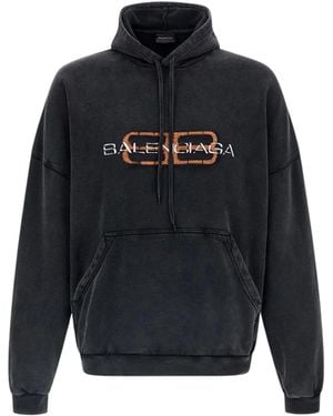 Balenciaga Cotton Sweatshirt With Hood - Black