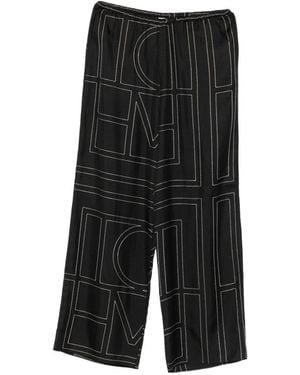 TOTEME Monogram Silk Pyjama Pants - Black