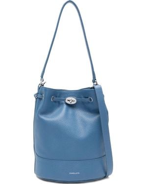 Zanellato Monda' Daily Small Leather Bucket Bag - Blue