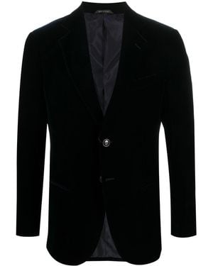 Giorgio Armani Velvet Single-Breasted Blazer Jacket - Black