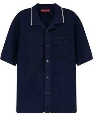 Gucci Polo Shirt With Clamp Embroidery - Blue