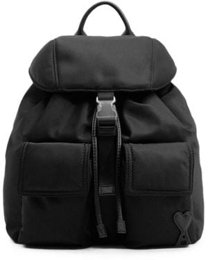 Ami Paris Marcel Small Nylon Backpack - Black