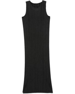 Pleats Please Issey Miyake Pleated Long Dress - Black