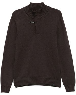 Fay Elbow-Patch Hook-Fastening Sweater - Black