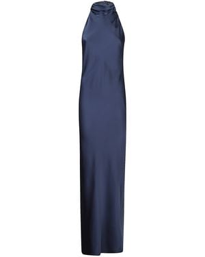 ACTUALEE Long Dress With High Neck - Blue