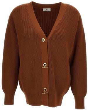 Elisabetta Franchi V-Necked Cardigan - Brown