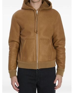 Loewe Hooded Leather Jacket - Brown