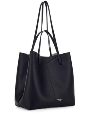Emporio Armani Medium Leather Tote Bag - Blue