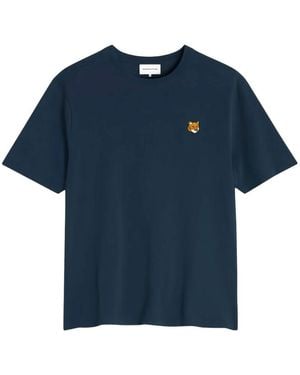 Maison Kitsuné Logo-Patch T-Shirt - Blue