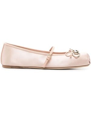 Gucci Horsebit Satin Ballets - Pink