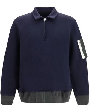 Sacai Half-Zip Polo Shirt - Blue