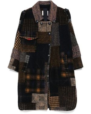 Bye Patchwork Wool Coat - Black