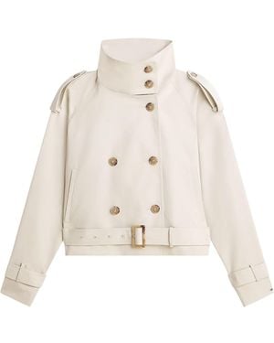 Tommy Hilfiger Water-Repellent Short Trench Coat - White