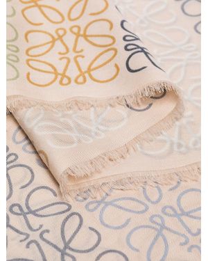 Loewe Anagram Cashmere And Wool Scarf - Natural