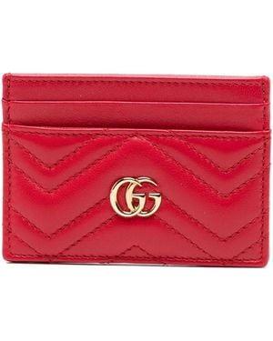 Gucci Gg Marmont Leather Card Case - Red