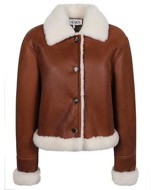 Loewe Shearling Leather Jacket - Brown