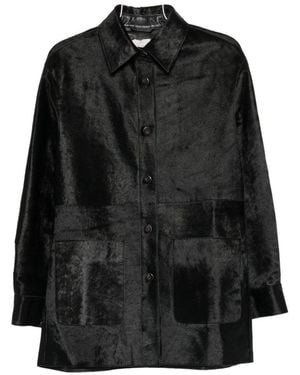 Alysi Leather Overshirt - Black