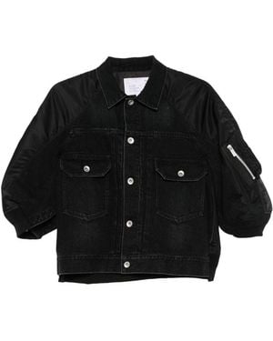 Sacai Nylon And Denim Jacket - Black