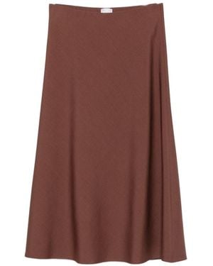 Brunello Cucinelli Wool Blend Midi Skirt - Brown