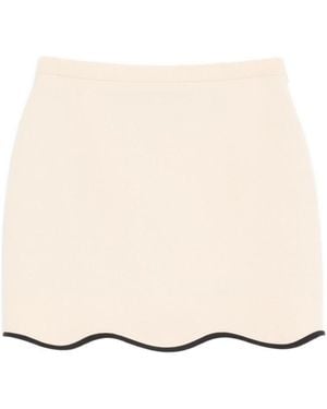 Valentino Wool And Silk Blend Skirt - Natural