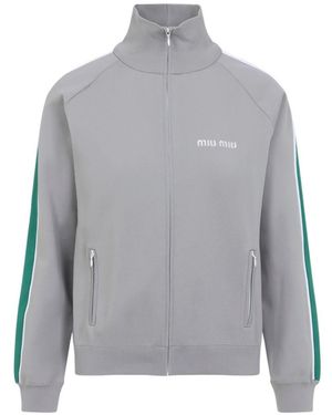 Miu Miu Logo Nylon Cardigan - Grey