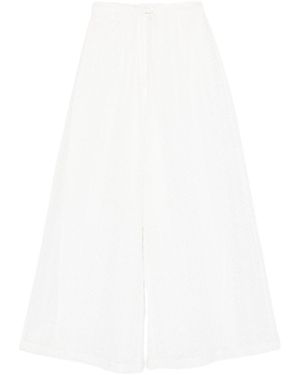 forte_forte Embroidered Cotton Trousers - White