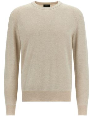 Brioni Cashmere And Wool Crewneck Jumper - Natural