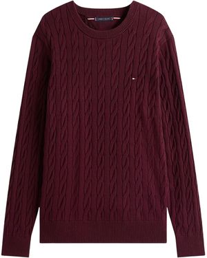 Tommy Hilfiger Cable Knit Crew Neck Jumper - Purple