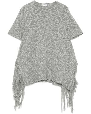Mrz Cotton Fringed T-Shirt - Grey