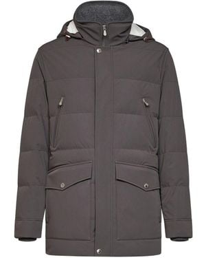 Brunello Cucinelli Hooded Down Jacket - Grey