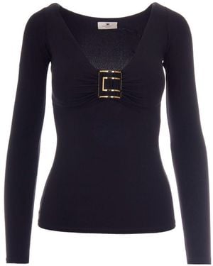 Elisabetta Franchi V-Necked Jumper - Blue